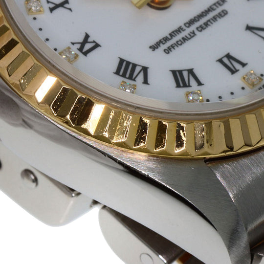 ROLEX Watches Mechanical Automatic 69173G Stainless Steel , SSxK18YG gold Datejust 10P Diamond Small Point white dial Women Used Authentic