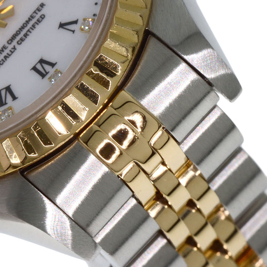 ROLEX Watches Mechanical Automatic 69173G Stainless Steel , SSxK18YG gold Datejust 10P Diamond Small Point white dial Women Used Authentic