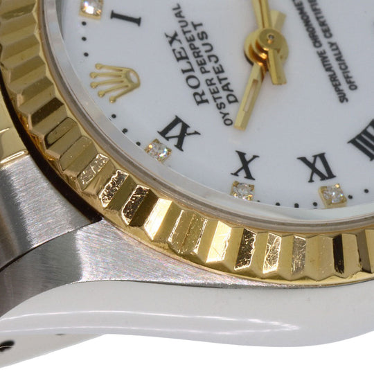 ROLEX Watches Mechanical Automatic 69173G Stainless Steel , SSxK18YG gold Datejust 10P Diamond Small Point white dial Women Used Authentic
