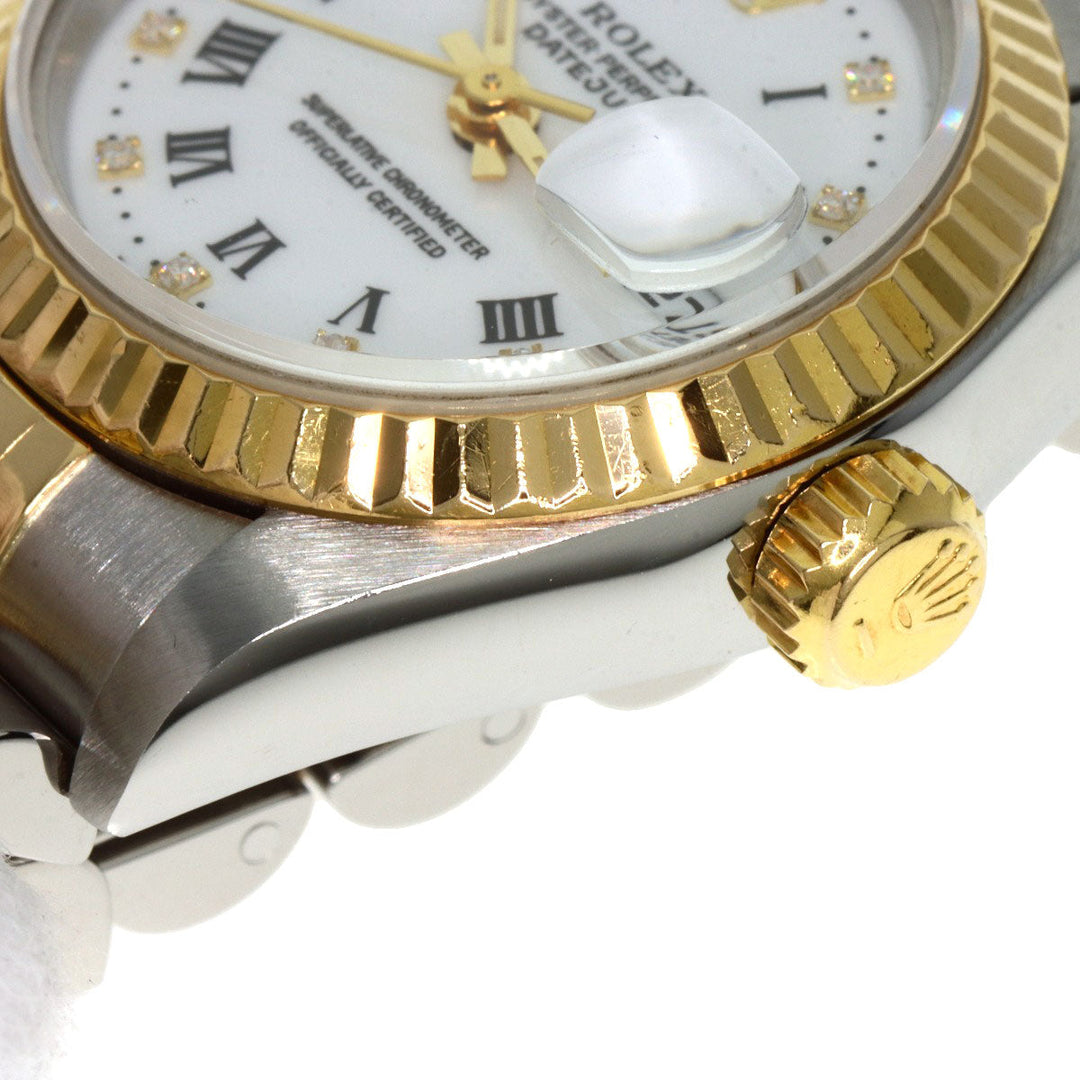 ROLEX Watches Mechanical Automatic 69173G Stainless Steel , SSxK18YG gold Datejust 10P Diamond Small Point white dial Women Used Authentic