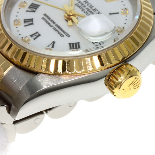 ROLEX Watches Mechanical Automatic 69173G Stainless Steel , SSxK18YG gold Datejust 10P Diamond Small Point white dial Women Used Authentic