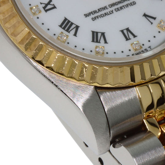 ROLEX Watches Mechanical Automatic 69173G Stainless Steel , SSxK18YG gold Datejust 10P Diamond Small Point white dial Women Used Authentic
