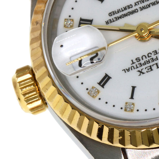 ROLEX Watches Mechanical Automatic 69173G Stainless Steel , SSxK18YG gold Datejust 10P Diamond Small Point white dial Women Used Authentic