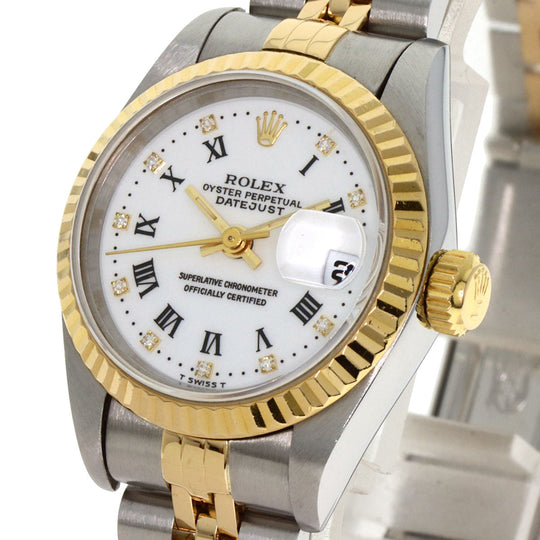 ROLEX Watches Mechanical Automatic 69173G Stainless Steel , SSxK18YG gold Datejust 10P Diamond Small Point white dial Women Used Authentic