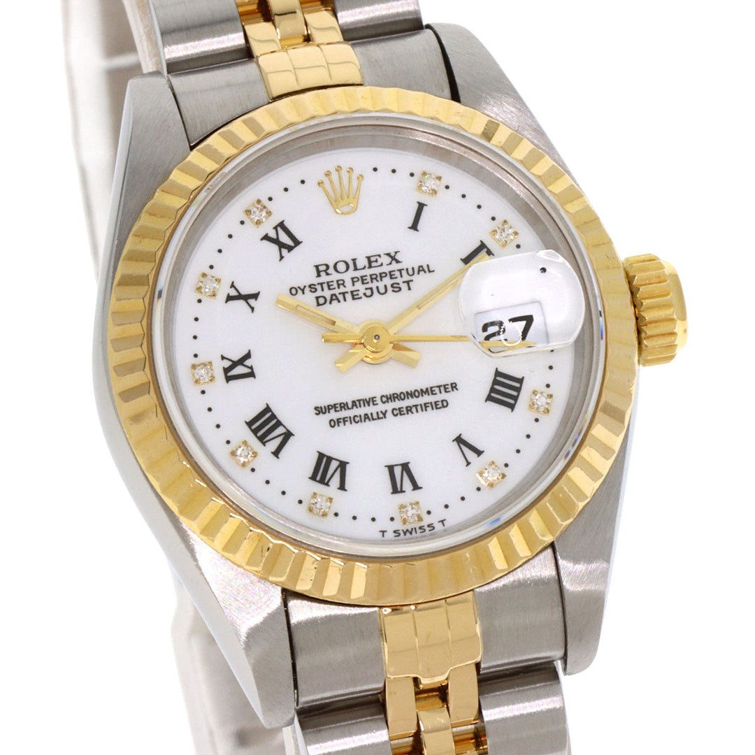 ROLEX Watches Mechanical Automatic 69173G Stainless Steel , SSxK18YG gold Datejust 10P Diamond Small Point white dial Women Used Authentic