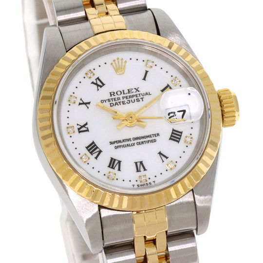 ROLEX Watches Mechanical Automatic 69173G Stainless Steel , SSxK18YG gold Datejust 10P Diamond Small Point white dial Women Used Authentic