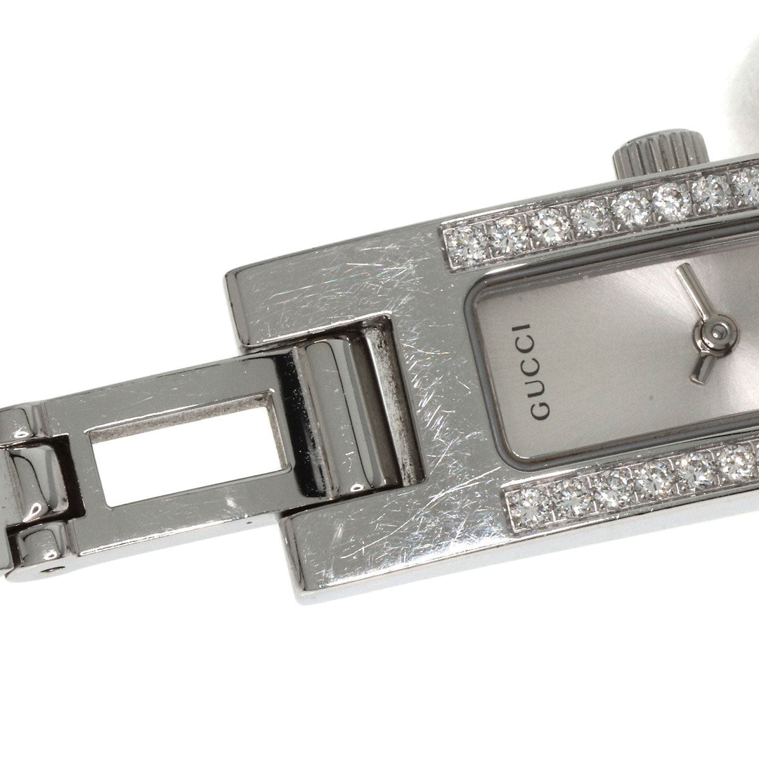 GUCCI Watches Quartz 3900L Stainless Steel , Stainless Steel Silver Diamond Bezel Silver dial Women Used Authentic