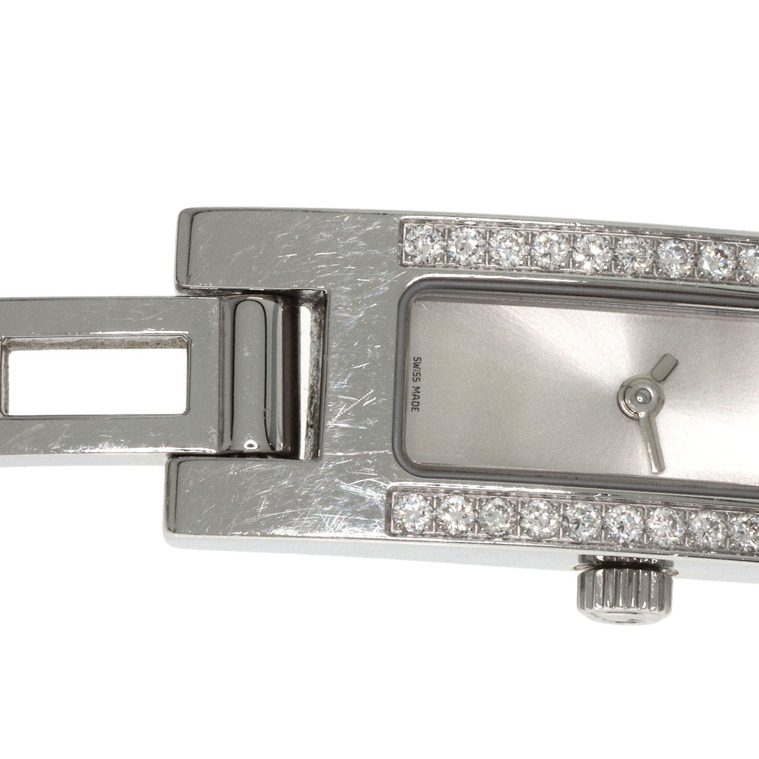 GUCCI Watches Quartz 3900L Stainless Steel , Stainless Steel Silver Diamond Bezel Silver dial Women Used Authentic