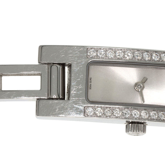 GUCCI Watches Quartz 3900L Stainless Steel , Stainless Steel Silver Diamond Bezel Silver dial Women Used Authentic
