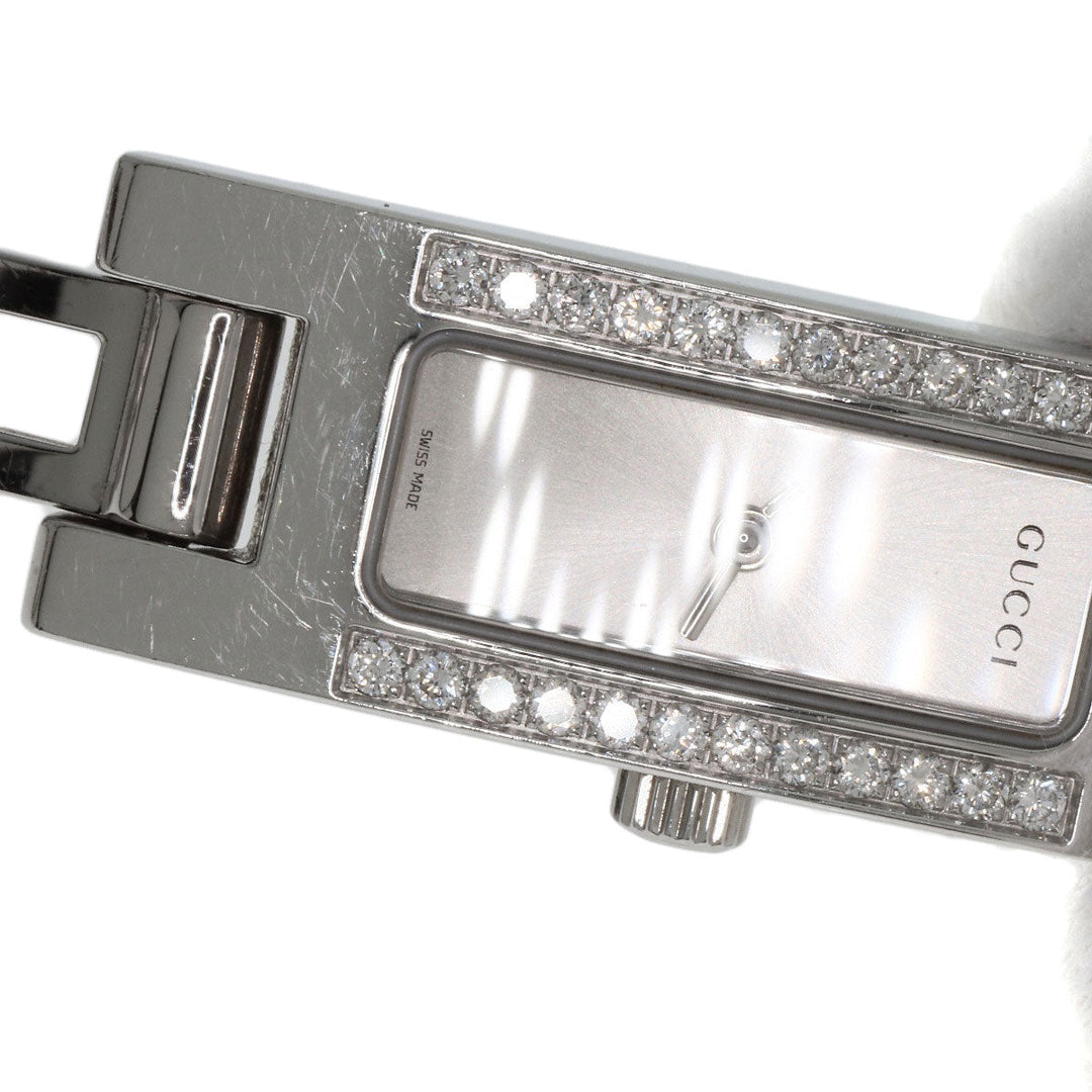 GUCCI Watches Quartz 3900L Stainless Steel , Stainless Steel Silver Diamond Bezel Silver dial Women Used Authentic