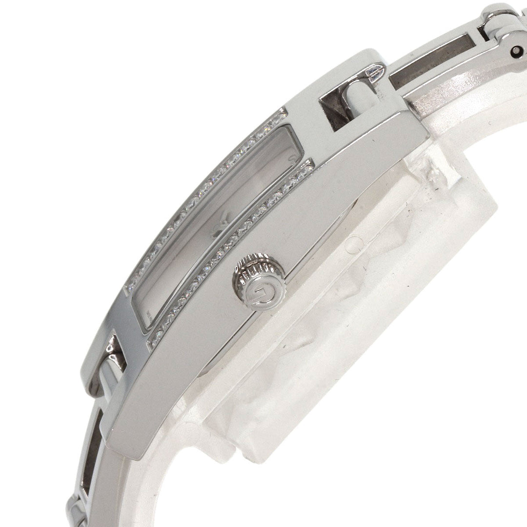 GUCCI Watches Quartz 3900L Stainless Steel , Stainless Steel Silver Diamond Bezel Silver dial Women Used Authentic