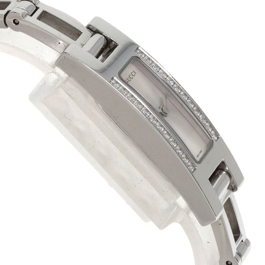 GUCCI Watches Quartz 3900L Stainless Steel , Stainless Steel Silver Diamond Bezel Silver dial Women Used Authentic
