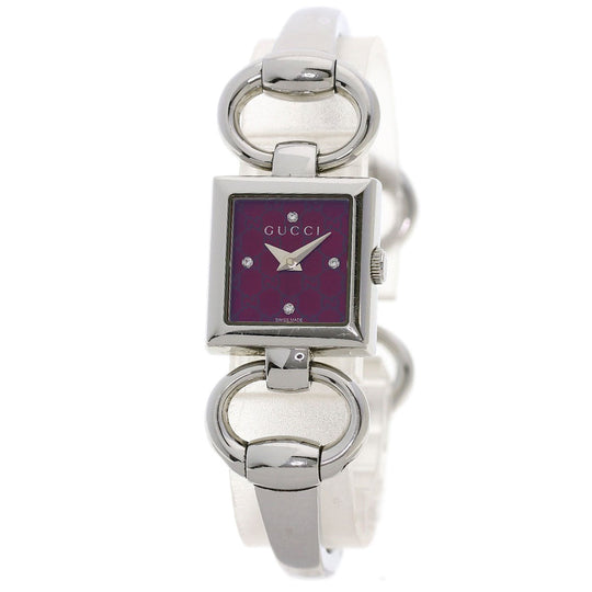 GUCCI Watches Quartz 120 Stainless Steel , Stainless Steel Silver Tornavoni 4P Diamond Red dial Women Used Authentic