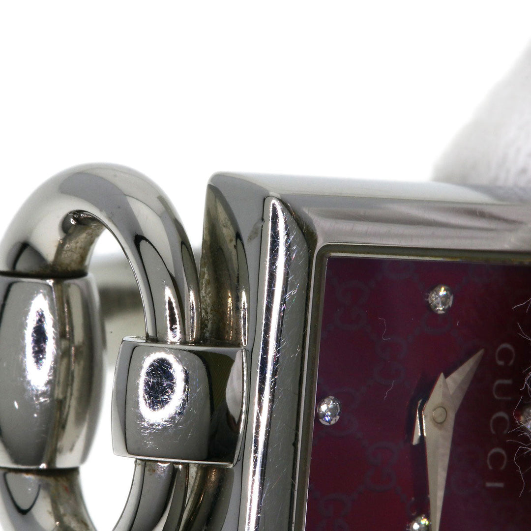 GUCCI Watches Quartz 120 Stainless Steel , Stainless Steel Silver Tornavoni 4P Diamond Red dial Women Used Authentic