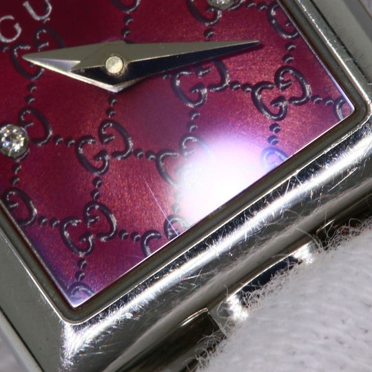 GUCCI Watches Quartz 120 Stainless Steel , Stainless Steel Silver Tornavoni 4P Diamond Red dial Women Used Authentic