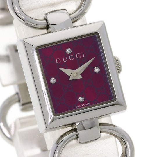 GUCCI Watches Quartz 120 Stainless Steel , Stainless Steel Silver Tornavoni 4P Diamond Red dial Women Used Authentic