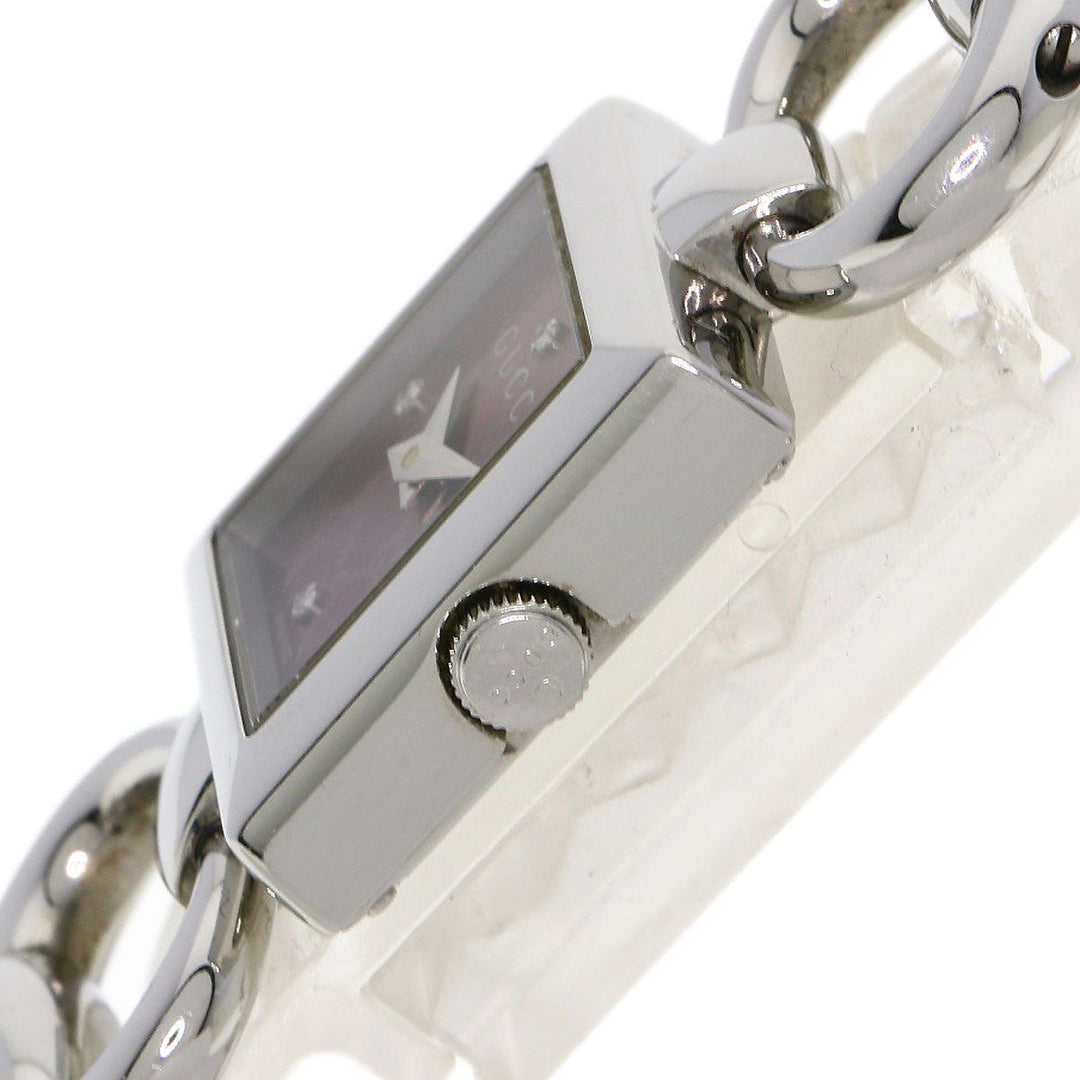 GUCCI Watches Quartz 120 Stainless Steel , Stainless Steel Silver Tornavoni 4P Diamond Red dial Women Used Authentic