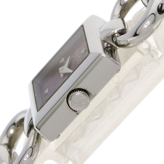 GUCCI Watches Quartz 120 Stainless Steel , Stainless Steel Silver Tornavoni 4P Diamond Red dial Women Used Authentic