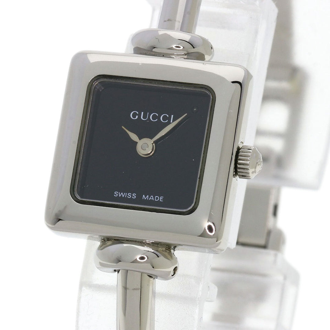 GUCCI Watches Quartz Stainless Steel , Stainless Steel Silver 1900L black dial Women Used Authentic