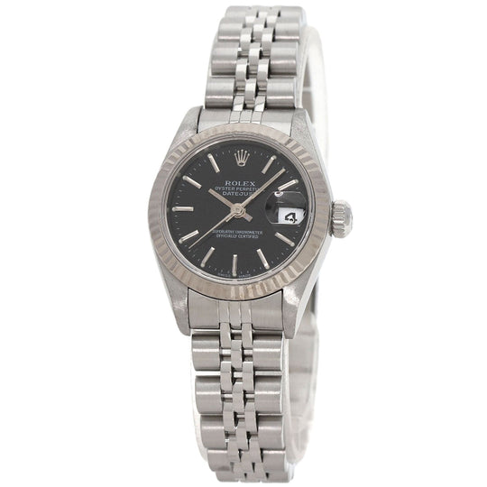ROLEX Watches Mechanical Automatic 79174 Stainless Steel , Stainless Steel , K18WG Silver Datejust black dial Women Used Authentic