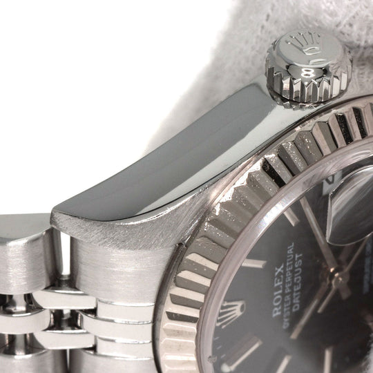 ROLEX Watches Mechanical Automatic 79174 Stainless Steel , Stainless Steel , K18WG Silver Datejust black dial Women Used Authentic