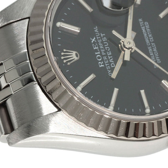 ROLEX Watches Mechanical Automatic 79174 Stainless Steel , Stainless Steel , K18WG Silver Datejust black dial Women Used Authentic
