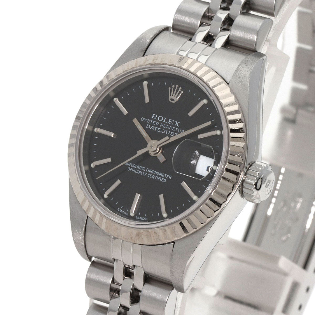ROLEX Watches Mechanical Automatic 79174 Stainless Steel , Stainless Steel , K18WG Silver Datejust black dial Women Used Authentic