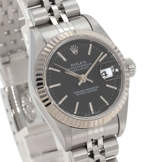 ROLEX Watches Mechanical Automatic 79174 Stainless Steel , Stainless Steel , K18WG Silver Datejust black dial Women Used Authentic