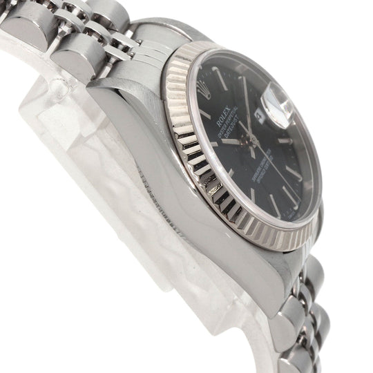 ROLEX Watches Mechanical Automatic 79174 Stainless Steel , Stainless Steel , K18WG Silver Datejust black dial Women Used Authentic