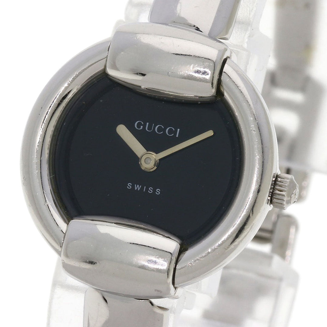 GUCCI Watches Quartz Stainless Steel , Stainless Steel Silver 1400L black dial Women Used Authentic