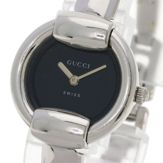 GUCCI Watches Quartz Stainless Steel , Stainless Steel Silver 1400L black dial Women Used Authentic