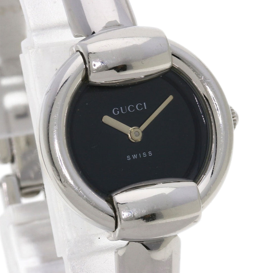 GUCCI Watches Quartz Stainless Steel , Stainless Steel Silver 1400L black dial Women Used Authentic