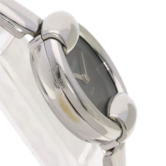 GUCCI Watches Quartz Stainless Steel , Stainless Steel Silver 1400L black dial Women Used Authentic