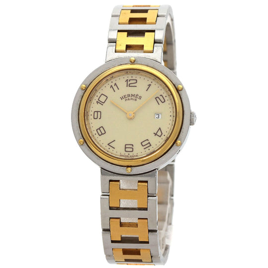 HERMES Watches Quartz Stainless Steel , SSxGP gold Clipper Ivory dial Women Used Authentic