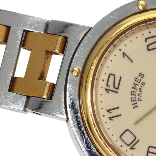 HERMES Watches Quartz Stainless Steel , SSxGP gold Clipper Ivory dial Women Used Authentic
