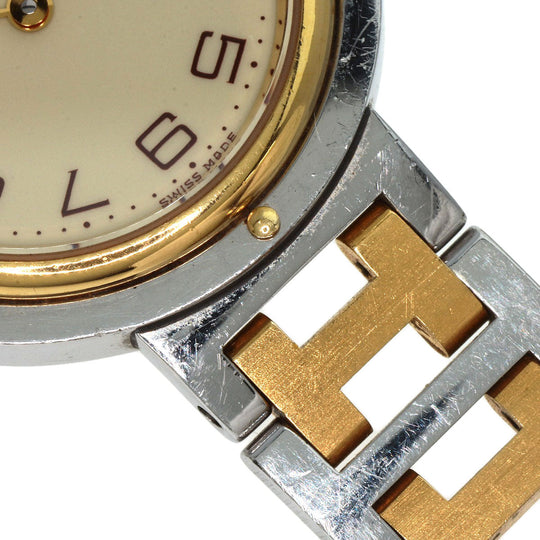 HERMES Watches Quartz Stainless Steel , SSxGP gold Clipper Ivory dial Women Used Authentic