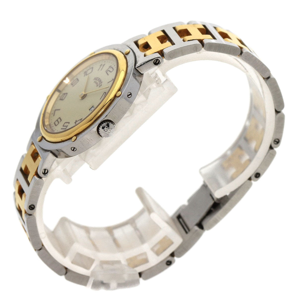 HERMES Watches Quartz Stainless Steel , SSxGP gold Clipper Ivory dial Women Used Authentic