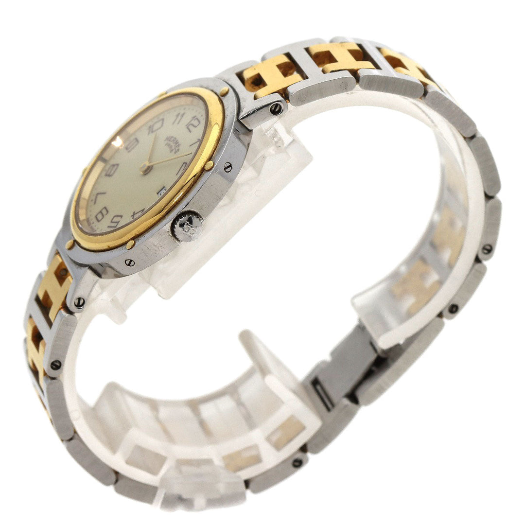 HERMES Watches Quartz Stainless Steel , SSxGP gold Clipper Ivory dial Women Used Authentic