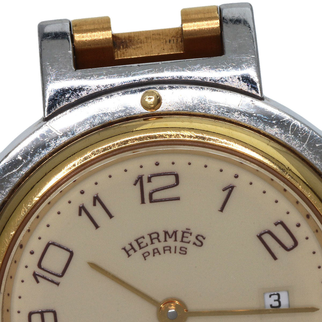HERMES Watches Quartz Stainless Steel , SSxGP gold Clipper Ivory dial Women Used Authentic