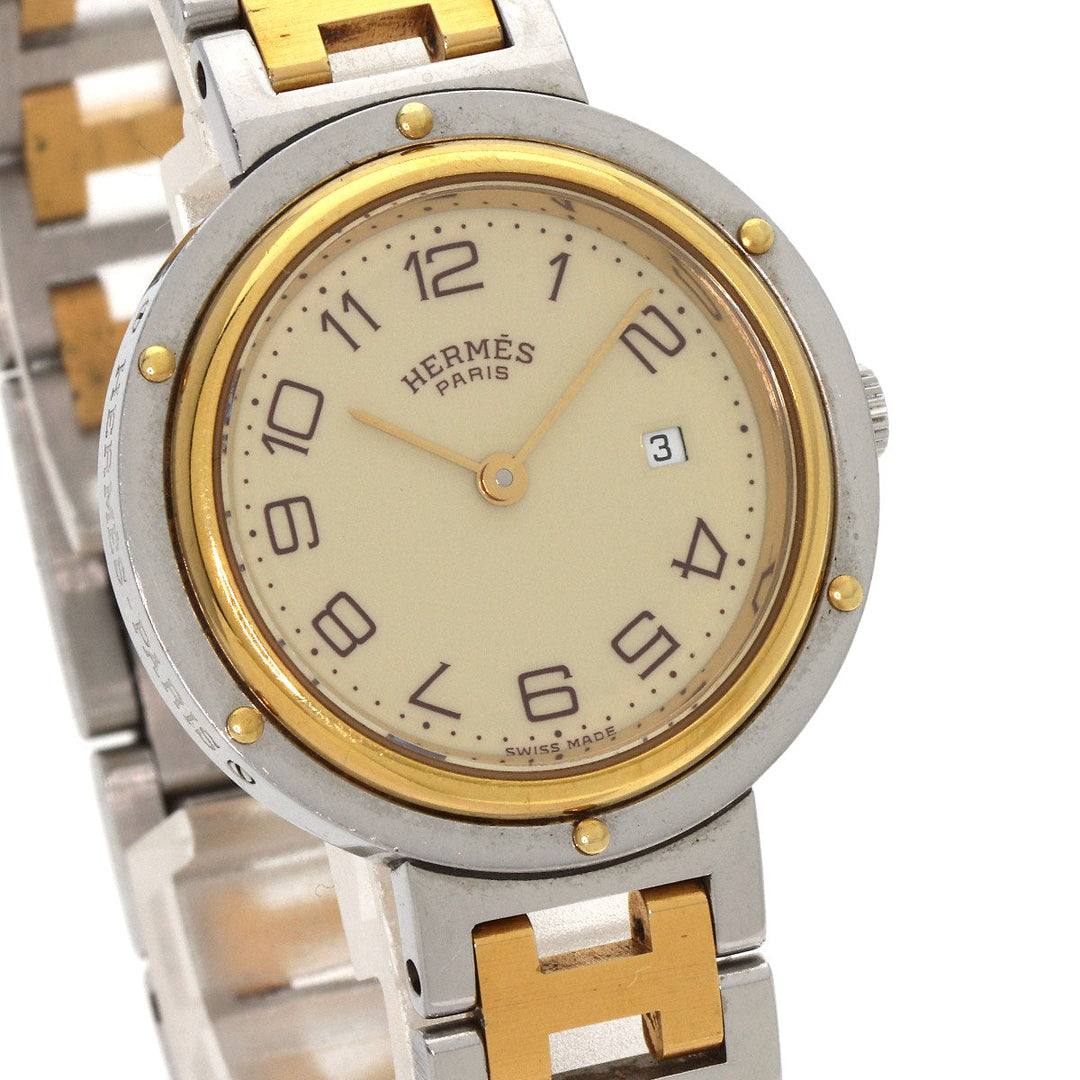 HERMES Watches Quartz Stainless Steel , SSxGP gold Clipper Ivory dial Women Used Authentic