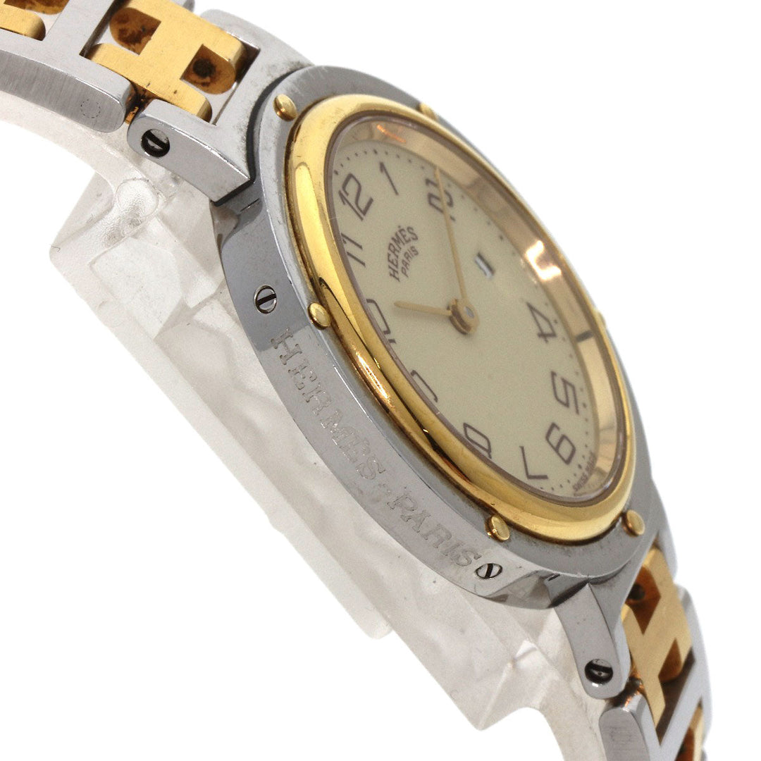 HERMES Watches Quartz Stainless Steel , SSxGP gold Clipper Ivory dial Women Used Authentic