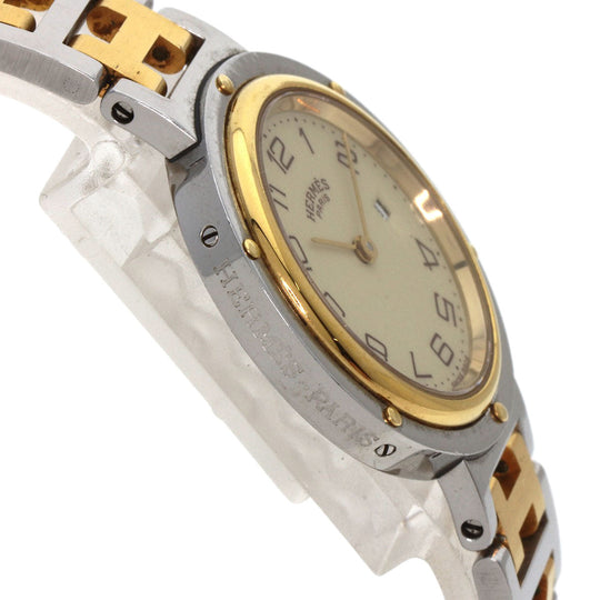 HERMES Watches Quartz Stainless Steel , SSxGP gold Clipper Ivory dial Women Used Authentic