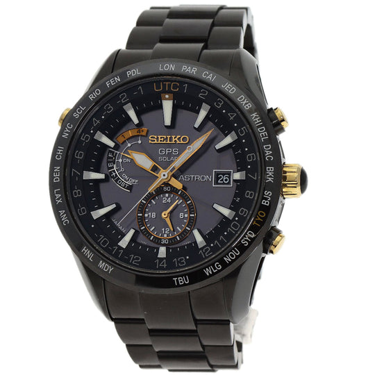 SEIKO Watches Solar Powered SBXA100 Titanium, Titanium black Astron Hattori Kintaro 100th Anniversary Limited to 5000 pieces black dial mens Used Authentic