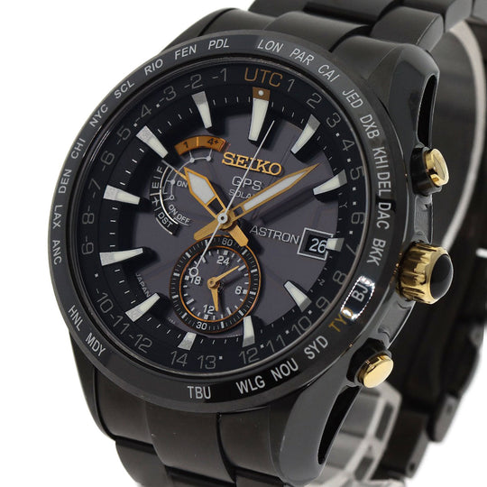SEIKO Watches Solar Powered SBXA100 Titanium, Titanium black Astron Hattori Kintaro 100th Anniversary Limited to 5000 pieces black dial mens Used Authentic