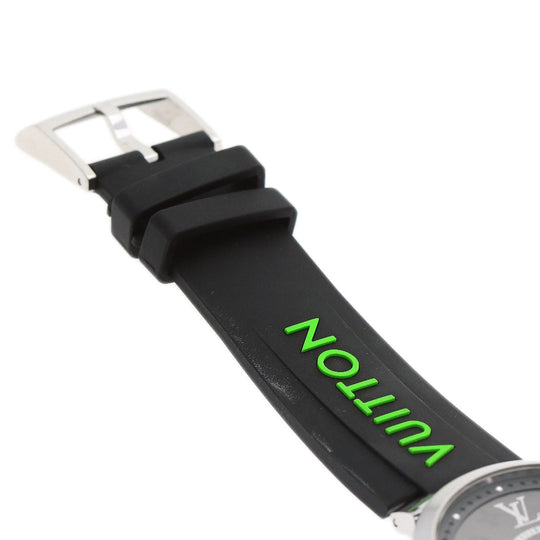 LOUIS VUITTON Watches Quartz Q1DM0 Stainless Steel, Rubber Silver Tambour Slim Eclipse gray dial mens Used Authentic