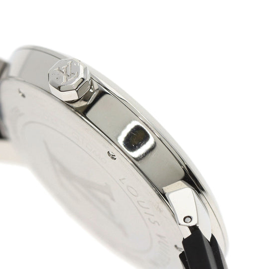 LOUIS VUITTON Watches Quartz Q1DM0 Stainless Steel, Rubber Silver Tambour Slim Eclipse gray dial mens Used Authentic