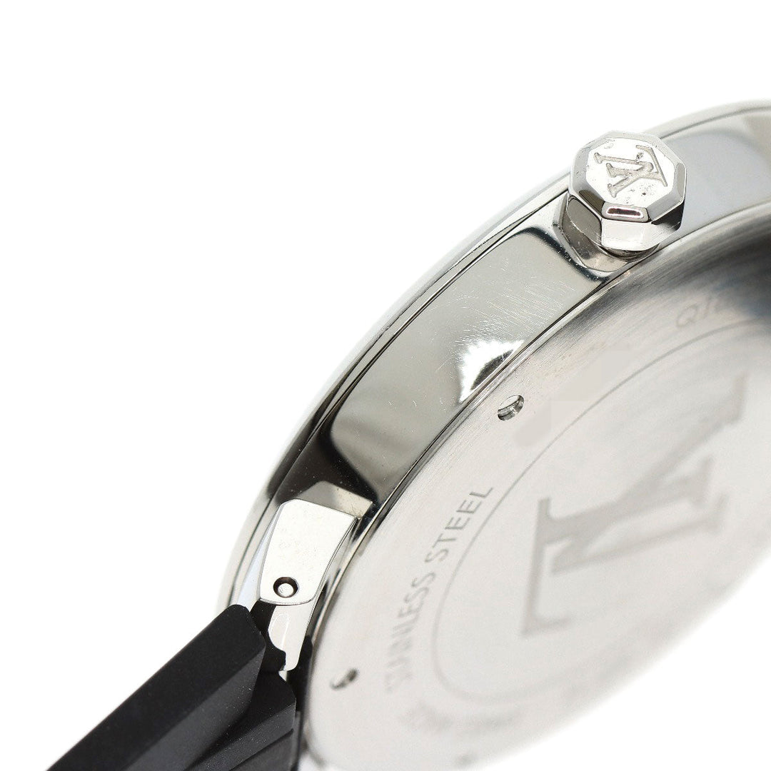 LOUIS VUITTON Watches Quartz Q1DM0 Stainless Steel, Rubber Silver Tambour Slim Eclipse gray dial mens Used Authentic