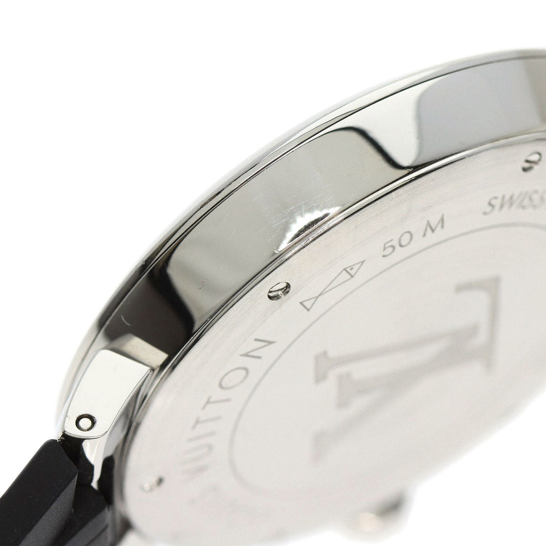 LOUIS VUITTON Watches Quartz Q1DM0 Stainless Steel, Rubber Silver Tambour Slim Eclipse gray dial mens Used Authentic