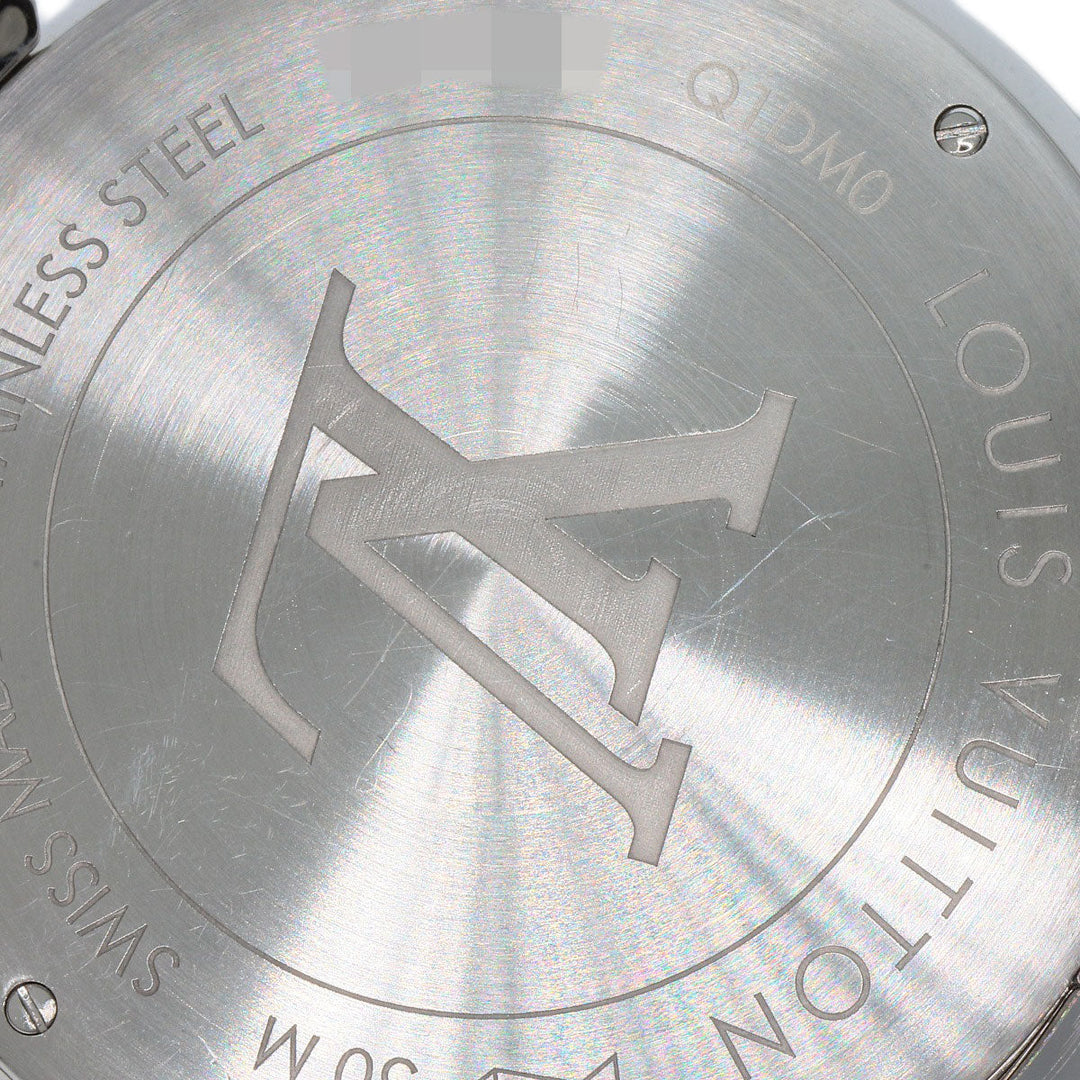 LOUIS VUITTON Watches Quartz Q1DM0 Stainless Steel, Rubber Silver Tambour Slim Eclipse gray dial mens Used Authentic