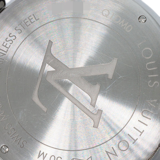 LOUIS VUITTON Watches Quartz Q1DM0 Stainless Steel, Rubber Silver Tambour Slim Eclipse gray dial mens Used Authentic